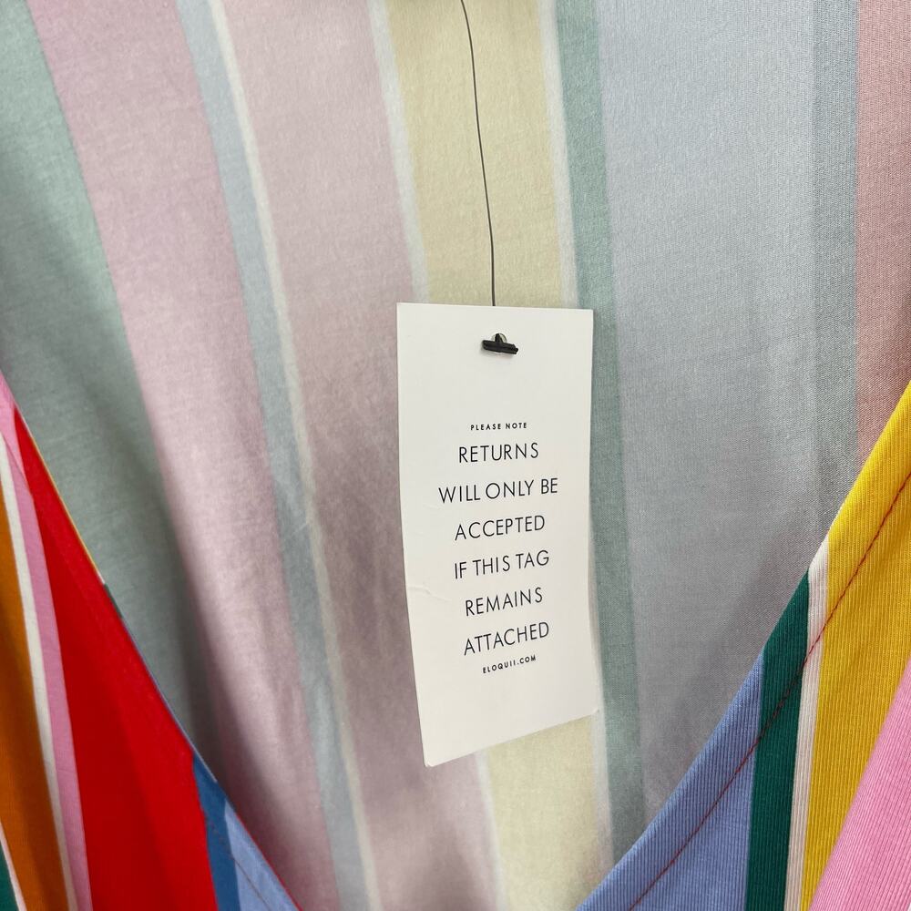 ELOQUII Dress Size 26 Stripe Curvy Plus Wrap Super Stretchy Candy Rainbow NWT - Picture 6 of 14